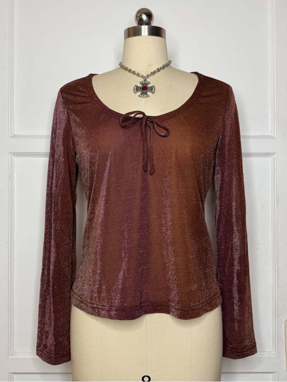Self Esteem brown metallic blouse
